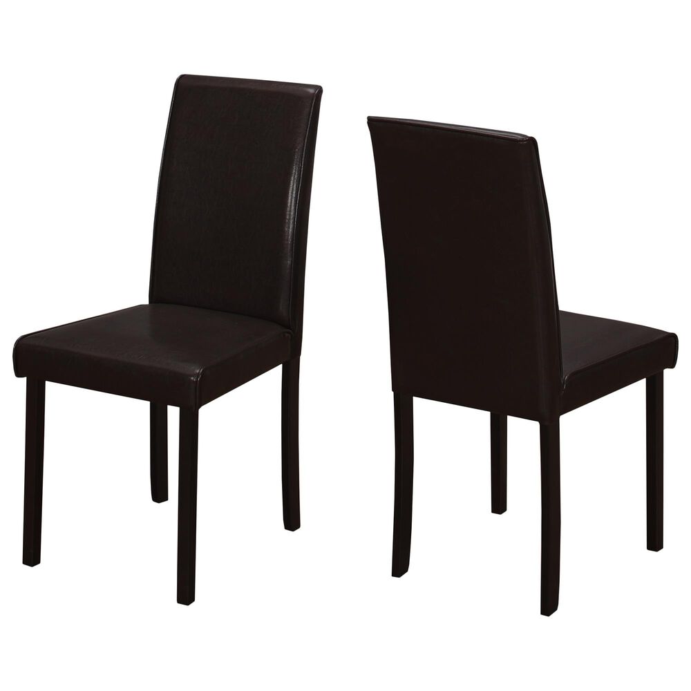 Monarch Specialties 36" Dining Chair in Brown Faux Leather - Set of 2 , , large