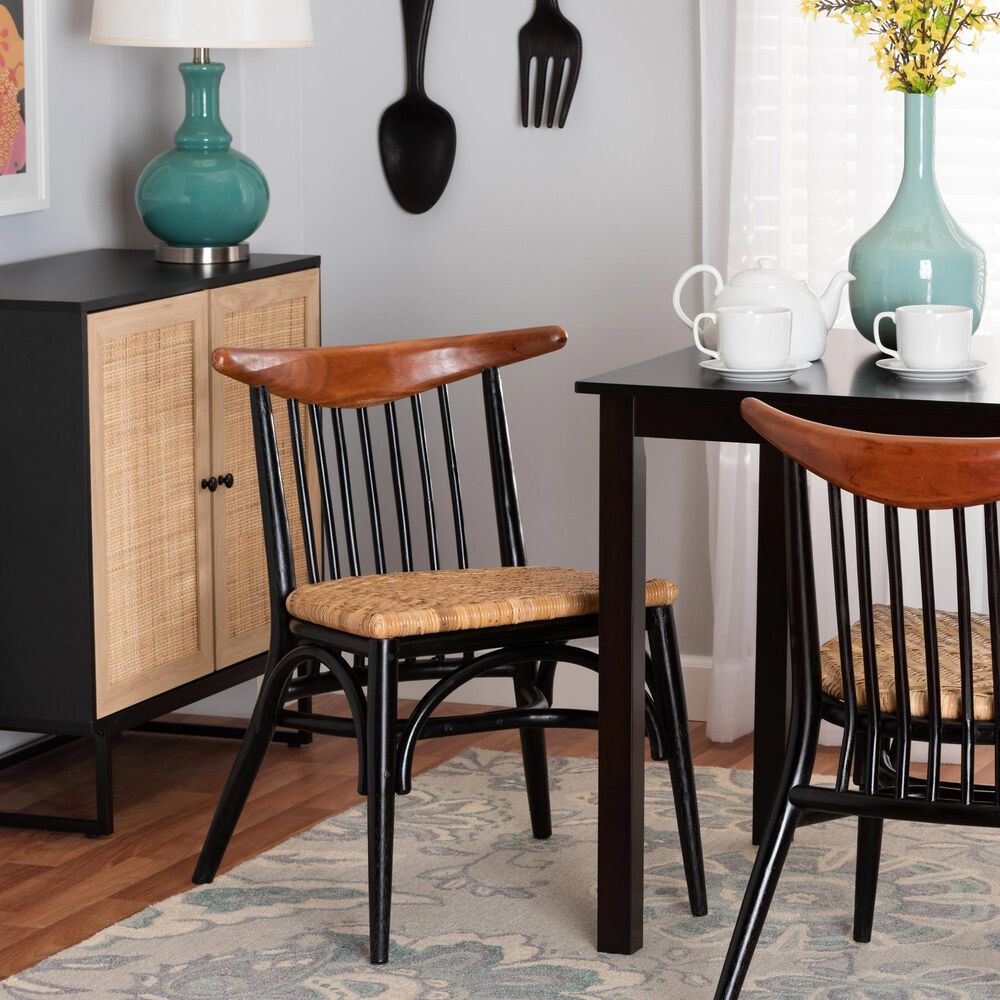 Baxton Studio Parthenia Side Chair in Black, Walnut Brown and Natural Brown, , large