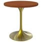 Leisuremod LeisureMod Verve Collection 27 Round Dining Table, Brushed Gold Base with Cognac Brown MDF Top, , large