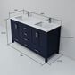 Lexora Home Jacques 60" Double Bathroom Vanity in Navy Blue with 2 cm White Quartz Top and Rectangular Sinks, , large
