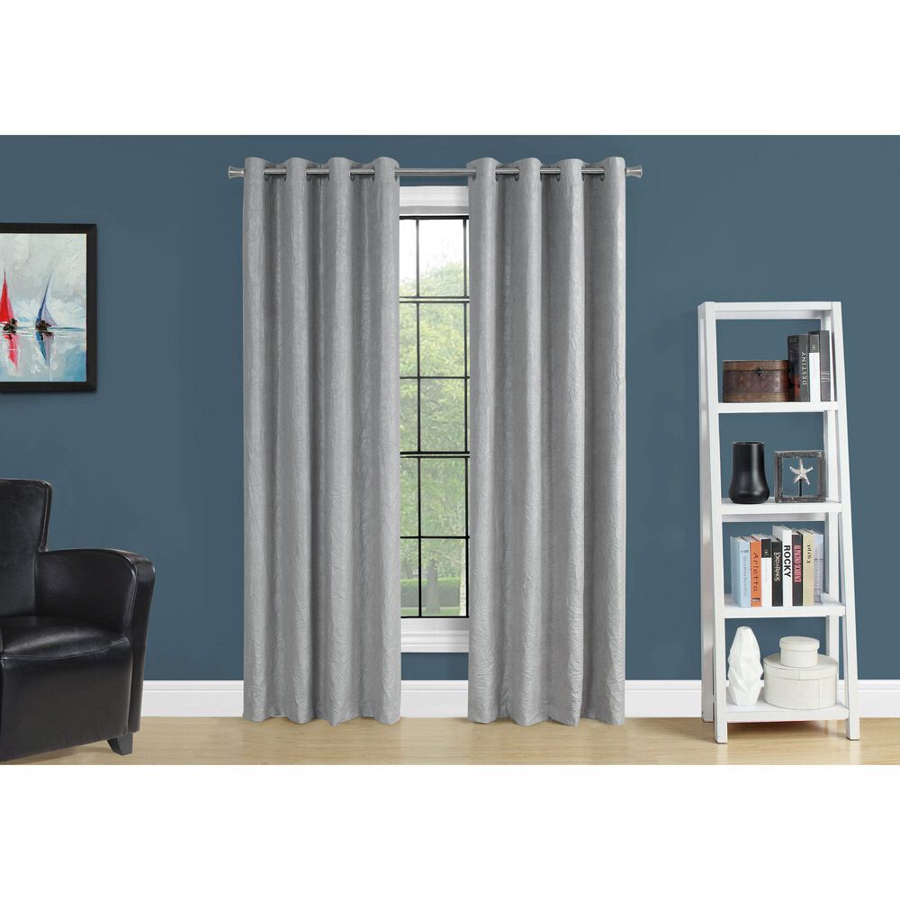Monarch Specialties 52&quot; x 84&quot; Curtain Panel in Silver &#40;Set of 2&#41;, , large