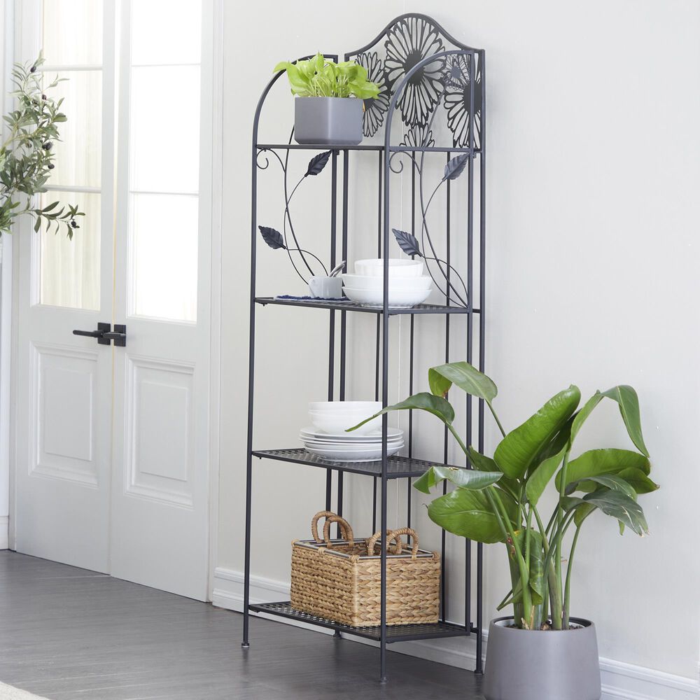 Maple and Jade 66&quot; Traditional Bakers Rack in Black, , large