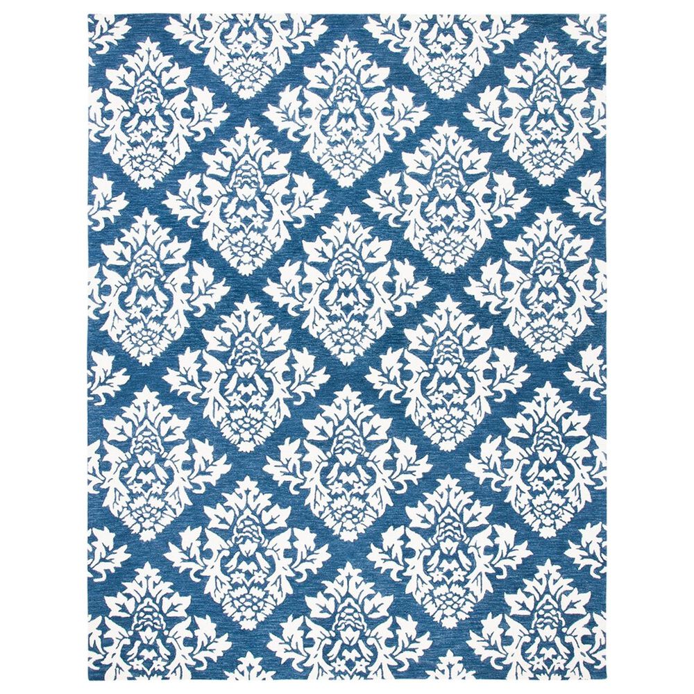 Safavieh Micro-Loop MLP221M 8" x 10" Blue and Ivory Area Rug, , large