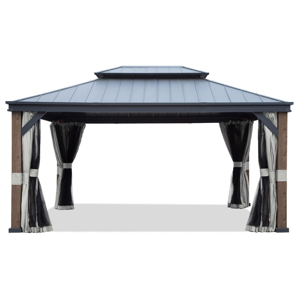 Sunwell Garden 12' x 16' Wood-Grain Hardtop Gazebo, , large