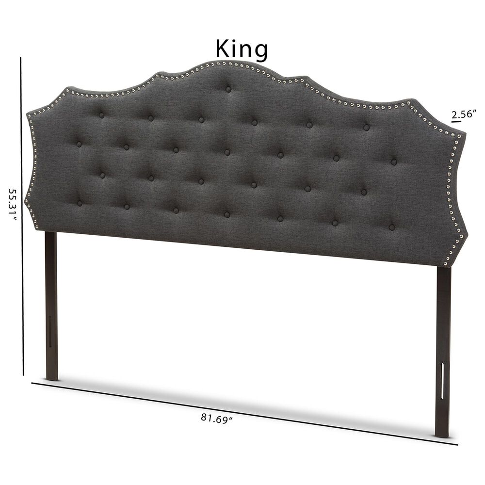 Baxton Studio Aurora King Upholstered Headboard in Dark Grey, , large