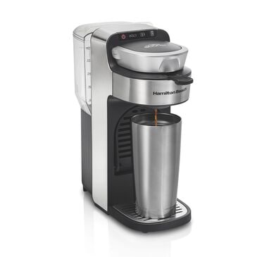 Hamilton Beach 40 Oz The Scoop Single Serve Coffee Maker with Removable Reservoir in Black and Stainless Steel, , large