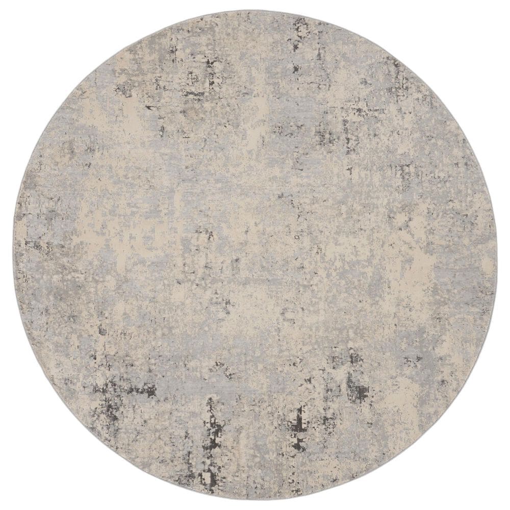 Nourison Rustic Textures Grey and Beige 7"10" Round Area Rug, , large