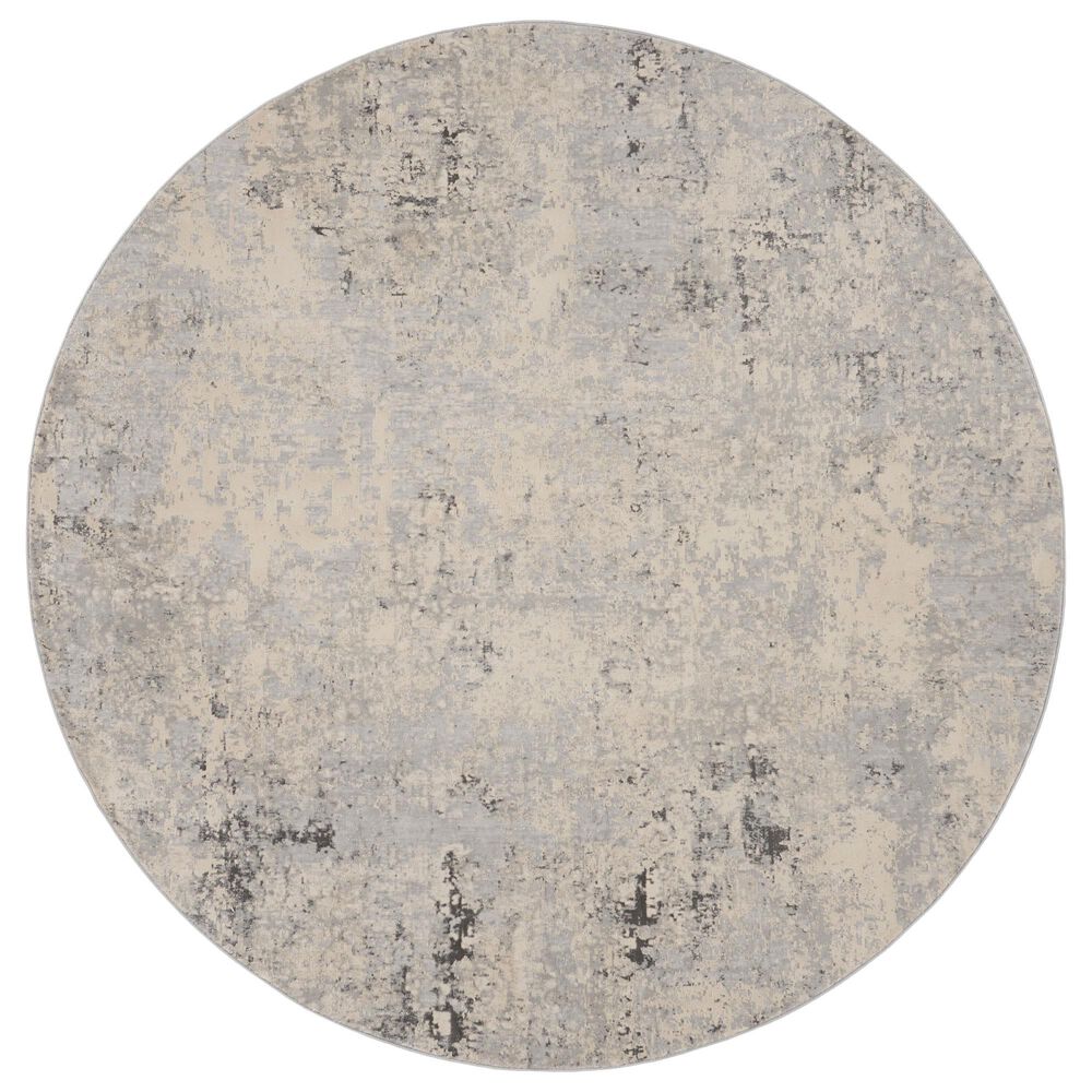 Nourison Rustic Textures Grey and Beige 7"10" Round Area Rug, , large