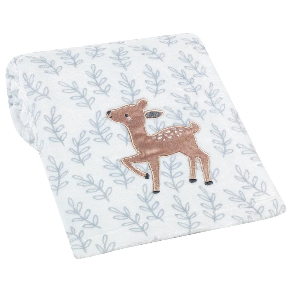 Lambs and Ivy Deer Park Baby Blanket in Brown, White and Grey, , large