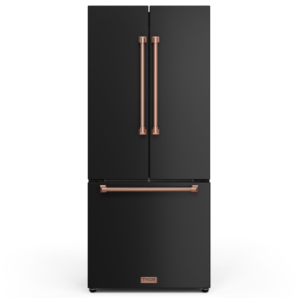 THOR KITCHEN Gordon Ramsay 17.5 Cu. Ft. Counter Depth French Door Refrigerator with Rose Gold Handle Kit in Black, , large