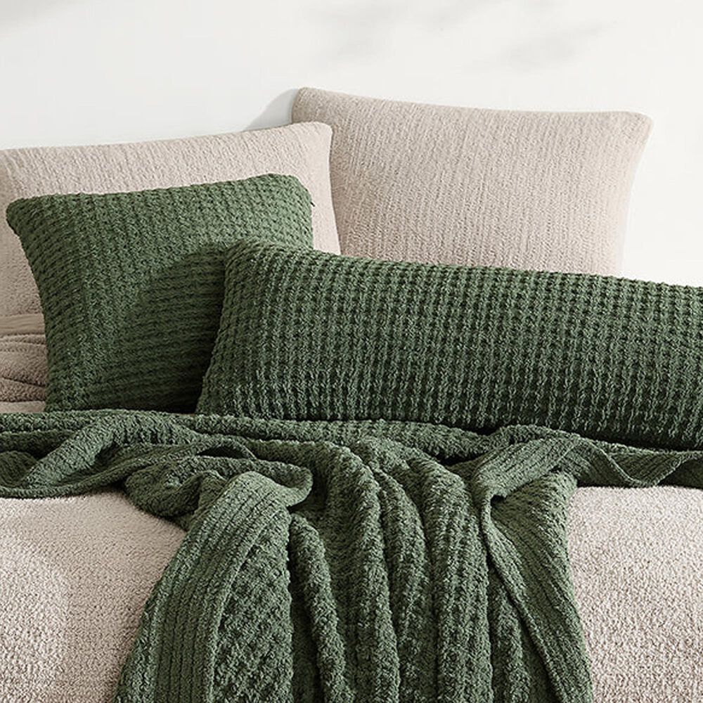 Sunday Citizen Snug Waffle 20&quot; Square Throw Pillow in Moss, , large
