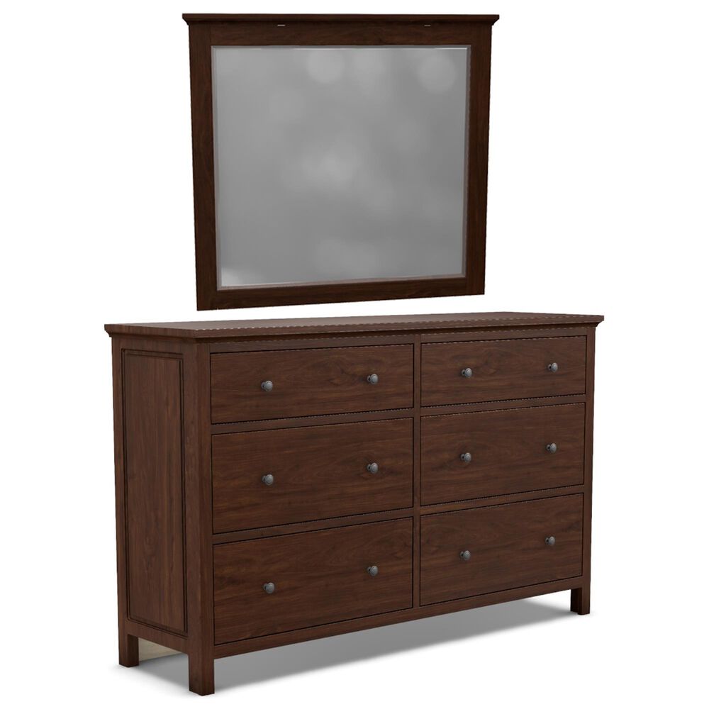 Archbold Furniture Heritage 6 Drawer Dresser and Mirror in Brown Mahogany, , large