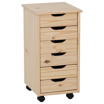 Linon Home Decor Cary 6-Drawer Rolling Cart in Unfinished, , large