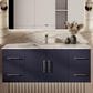 Lexora Home Geneva 48" Single Bathroom Vanity in Navy Blue with 2 cm White Carrara Marble Top and Rectangular Sink, , large