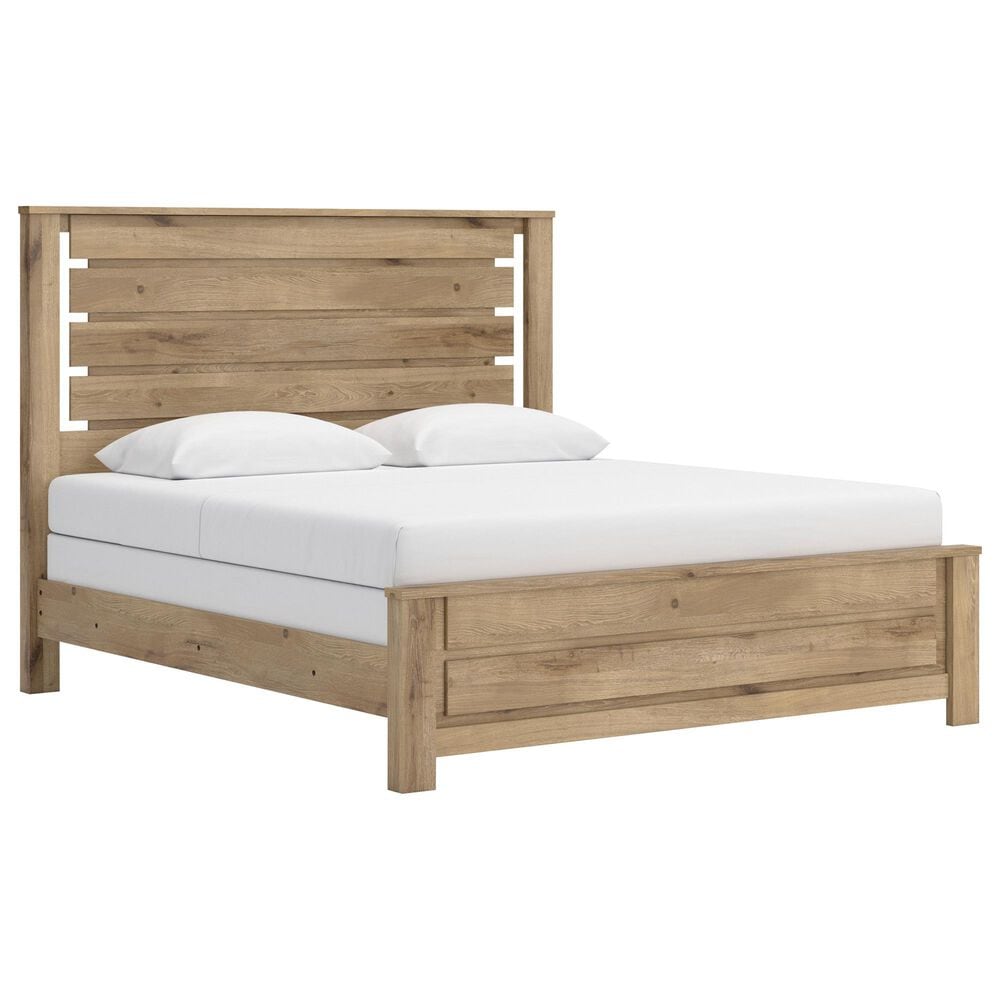 Ashley Brozmont King Panel Bed in Natural Brown, , large