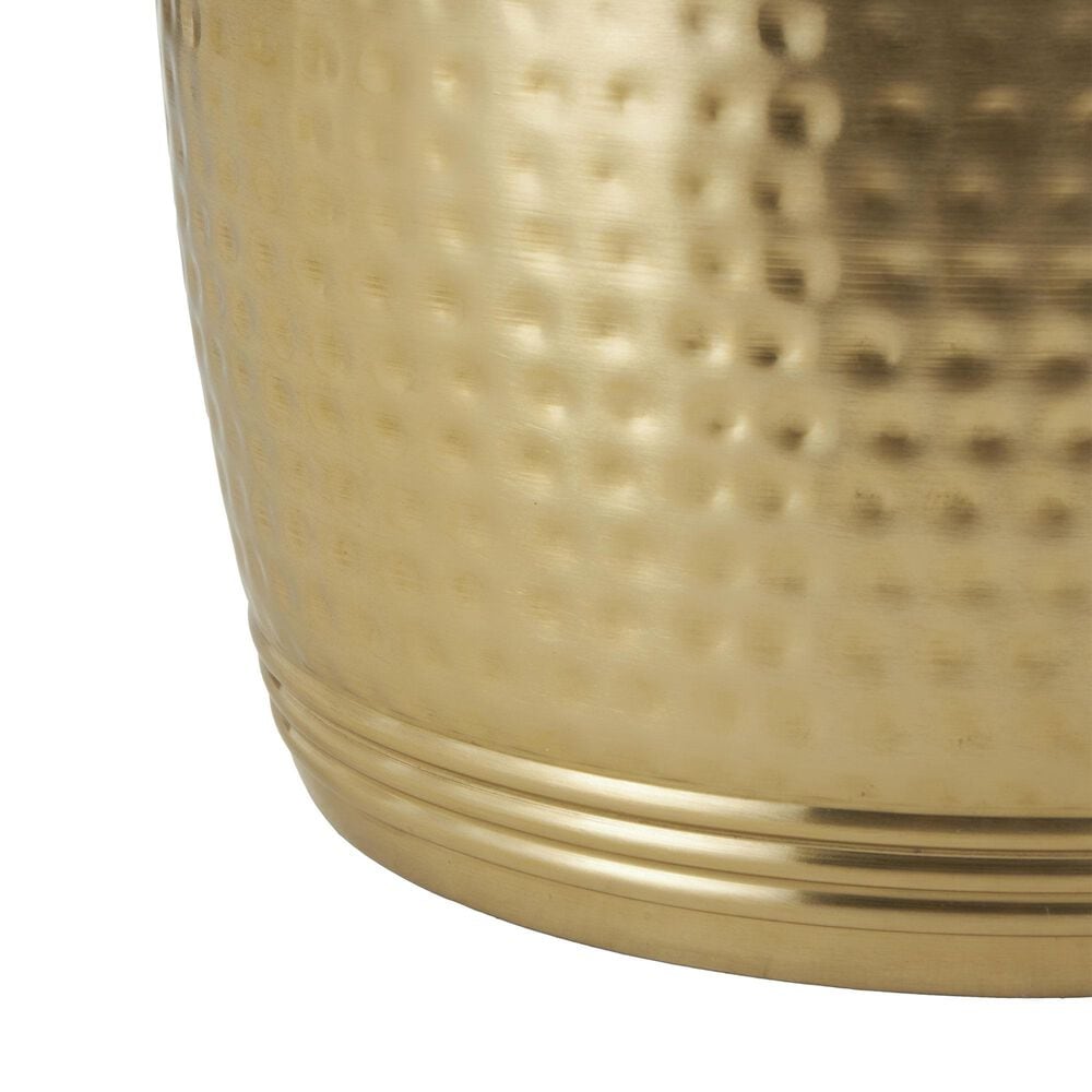 Maple and Jade Handmade Drum Accent End Table in Gold, , large