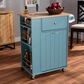 Baxton Studio Liona Kitchen Storage Cart in Blue/Natural, , large