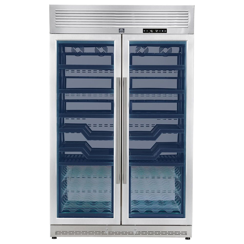 Forno Abruzzo 24 Cu. Ft. Dual Zone Wine Cellar with Green Acrylic Holders in Stainless Steel, , large