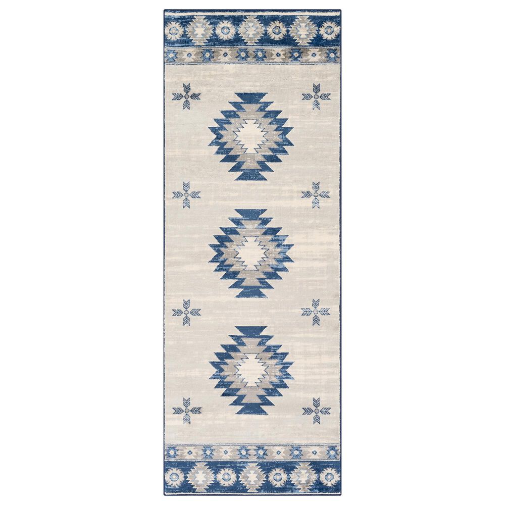 Surya Monaco MOC-2321 2'6" x 8' Navy, Silver Gray and Cream Runner, , large