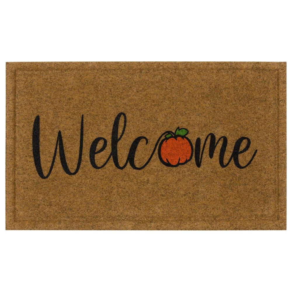 Karastan Bristol Welcome Pumpkin 1"6" x 2"6" Multicolor Door Mat, , large
