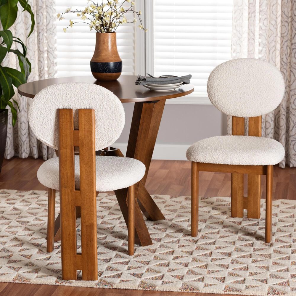 Baxton Studio Kacela Side Chair with Cream Cushion in Walnut Brown (Set of 2), , large