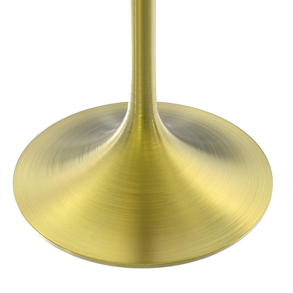 Leisuremod LeisureMod Verve Collection 36 Round Dining Table, Brushed Gold Base with Cognac Brown MDF Top, , large