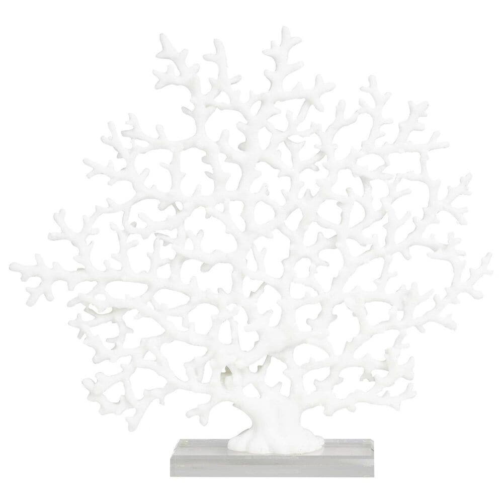 Maple and Jade 16&quot; Coral Decorative Sculpture in Textured White and Clear, , large