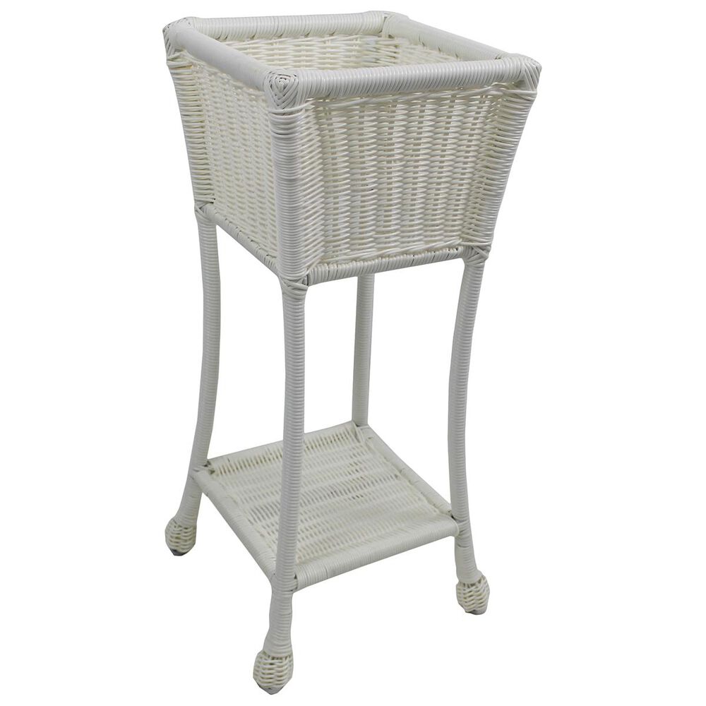 International Caravan Maui 2-Tier Square Plant Stand in White, , large