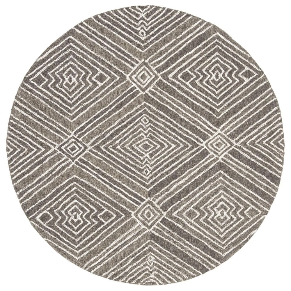 Safavieh Micro-Loop 5" Round Dark Grey and Ivory Area Rug, , large
