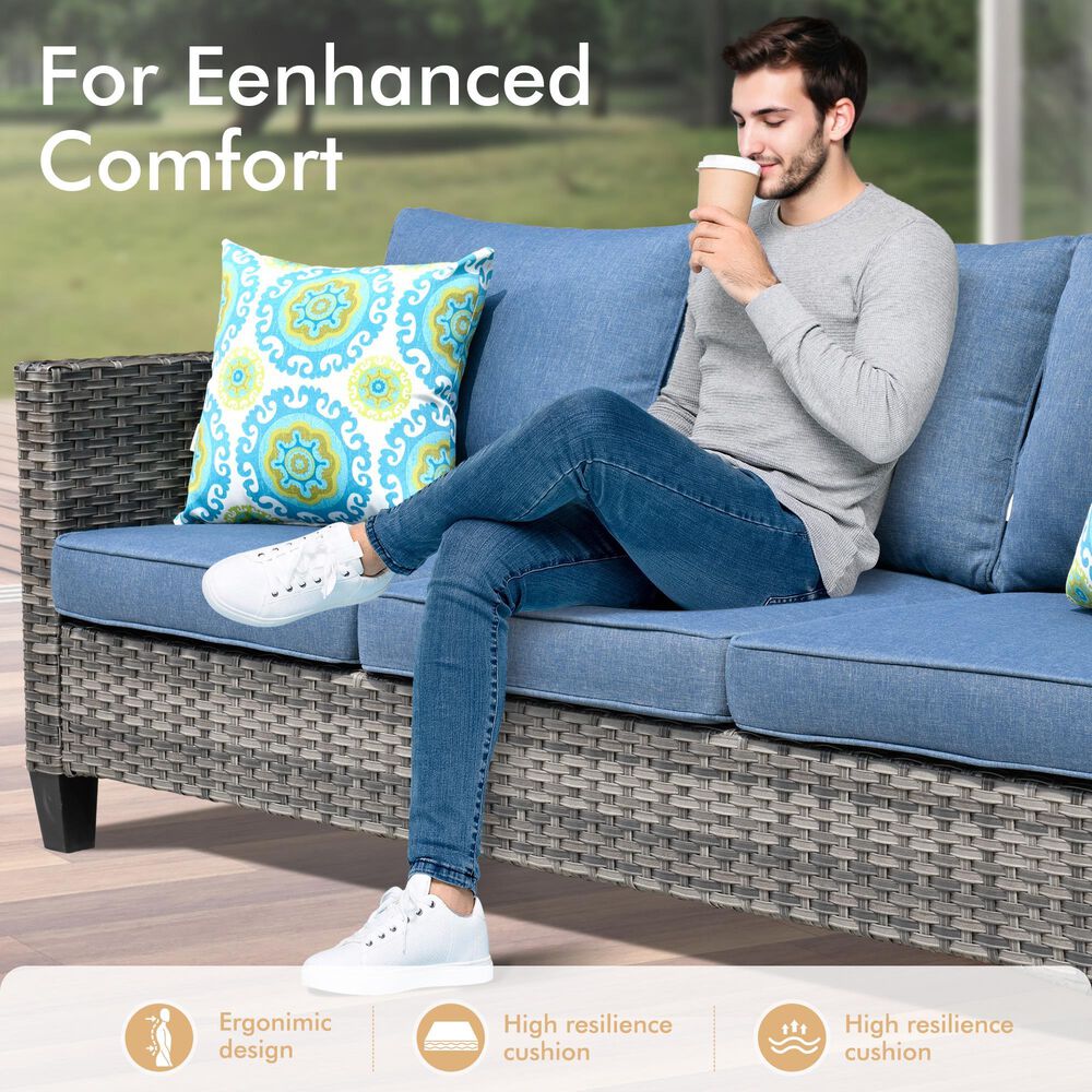 HOMLUX 10-Piece Patio Seating Bundle in Denim Blue, , large