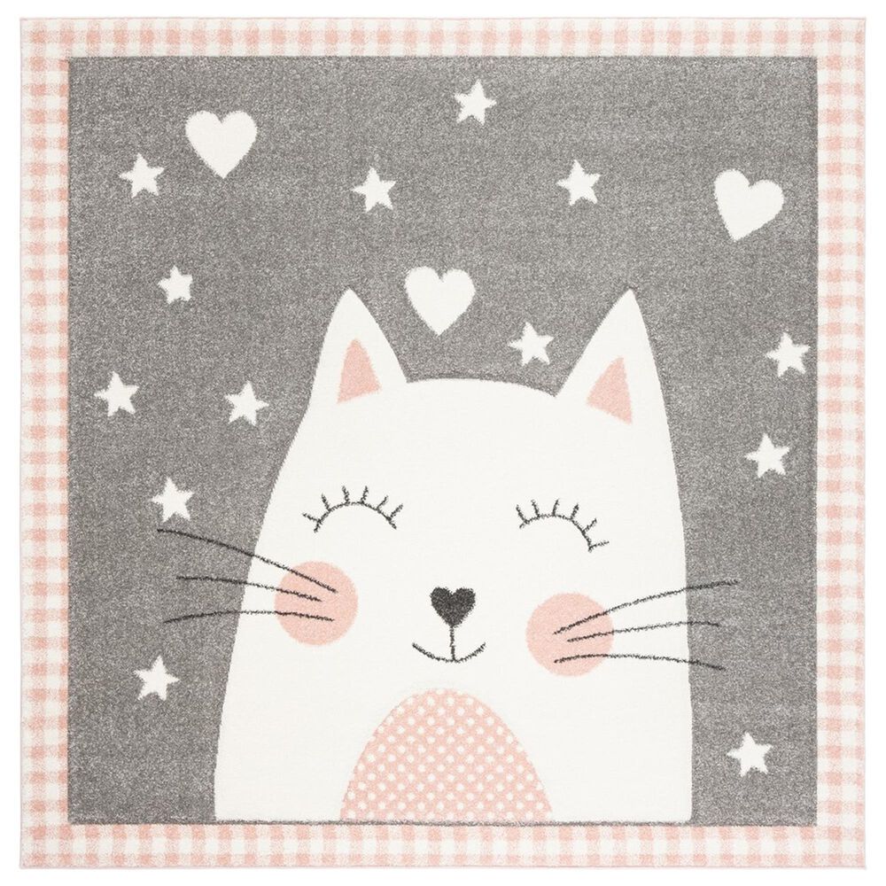 Safavieh Carousel CRK134 5"3" Square Pink and Grey Kids  Area Rug, , large