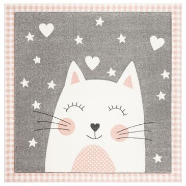 Safavieh Carousel CRK134 5"3" Square Pink and Grey Kids  Area Rug, , large