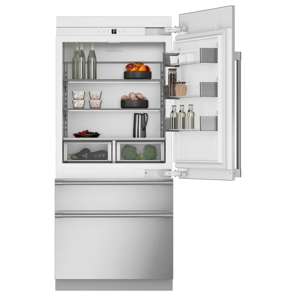 Monogram 20.1 Cu. Ft. Integrated Built-In Bottom Freezer Refrigerator with Left Hinge in Panel Ready, , large