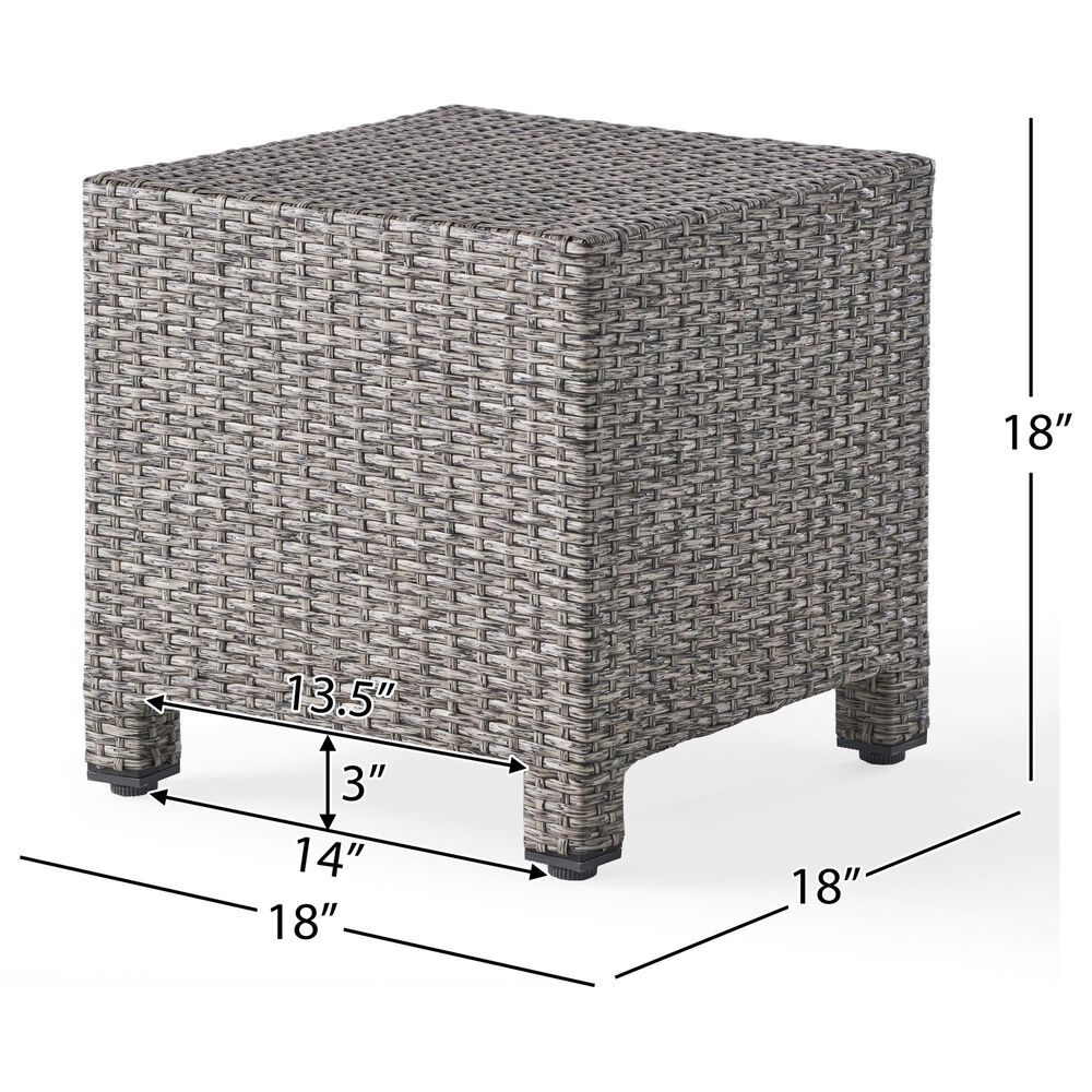 Hearth and Haven Puerta Outdoor Cube Wicker Side Table with Iron Frame in Black, , large