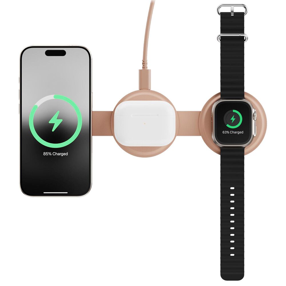 Satechi OntheGo 3-in-1 Wireless Charger in Desert Rose, , large