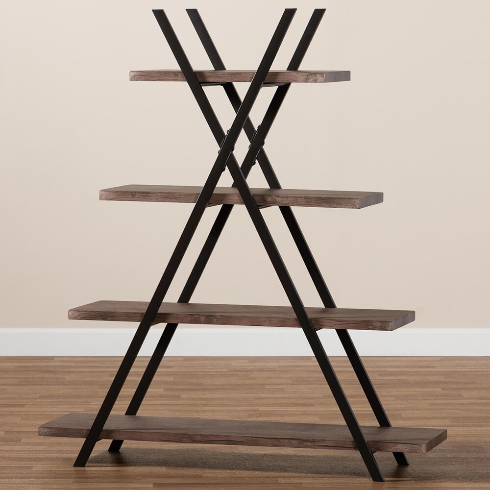 Baxton Studio Fiera 4-Tier Display Shelf in Walnut, , large