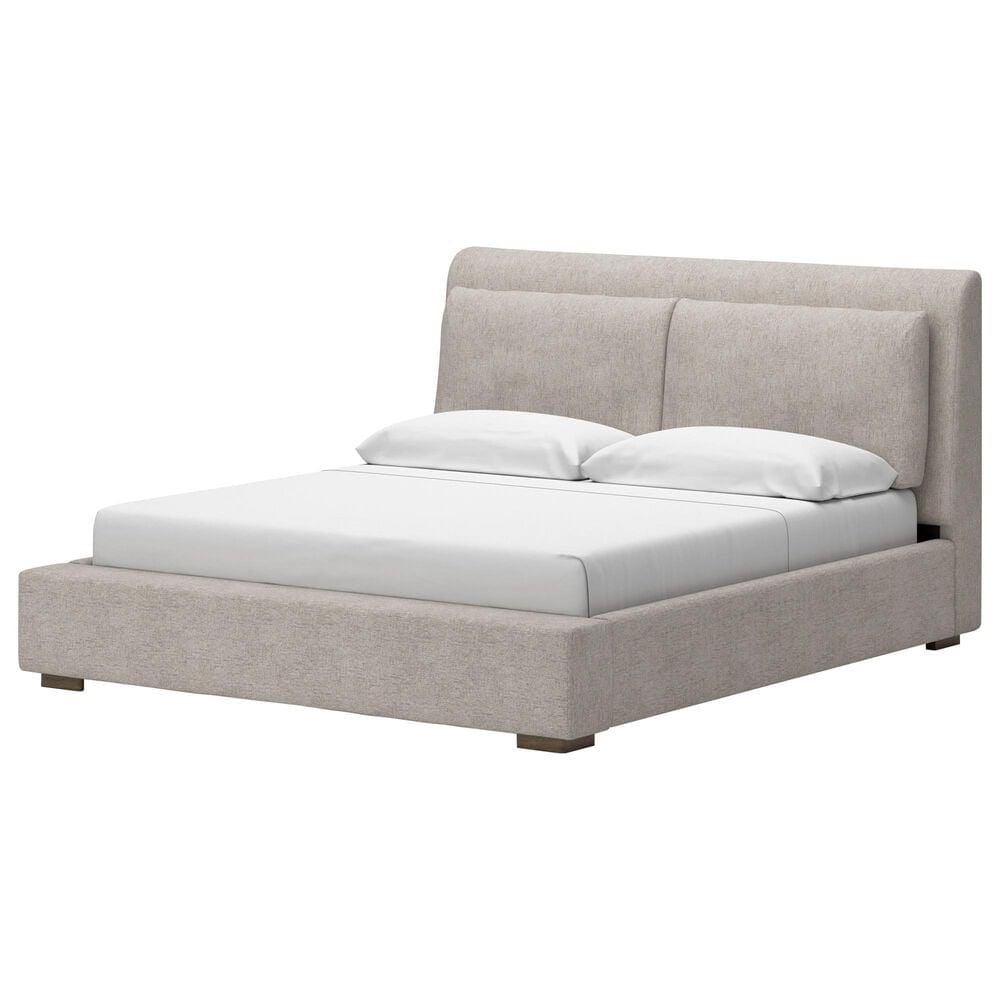 Millenium Cabalynn California King Oatmeal Upholstered Platform Panel Bed in Light Brown, , large