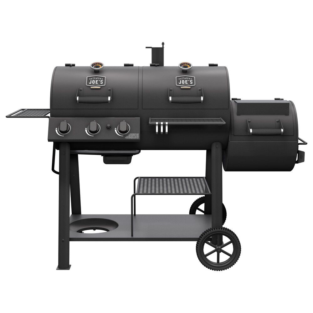 Charbroil Oklahoma Joe"s Canyon Combo Dual-Fuel Gas Grill and Charcoal Offset Smoker in Black, , large