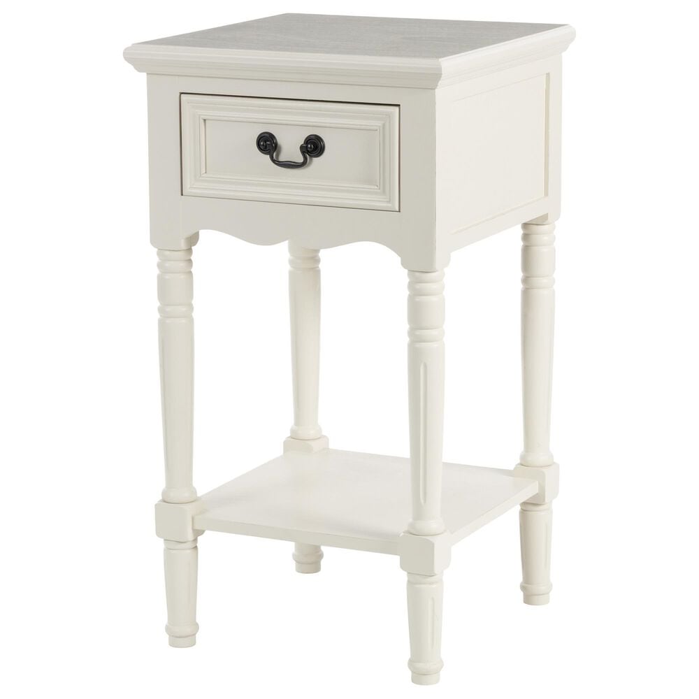 Maple and Jade End Table with Shelf and Drawer in Cream, , large