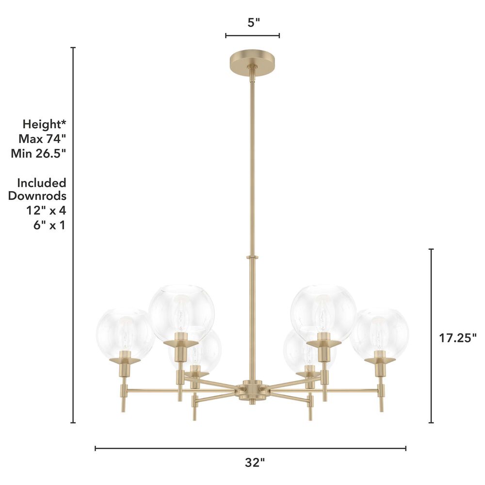 Hunter Xidane 6-Light Chandelier in Alturas Gold, , large