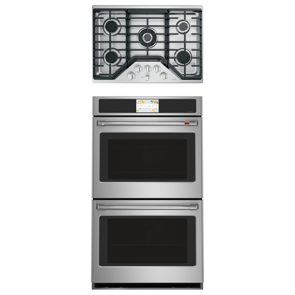 Cafe 2-Piece Kitchen Package with 30" Smart Built-In Convection Double Wall Oven and 30" Gas Cooktop in Stainless Steel, , large