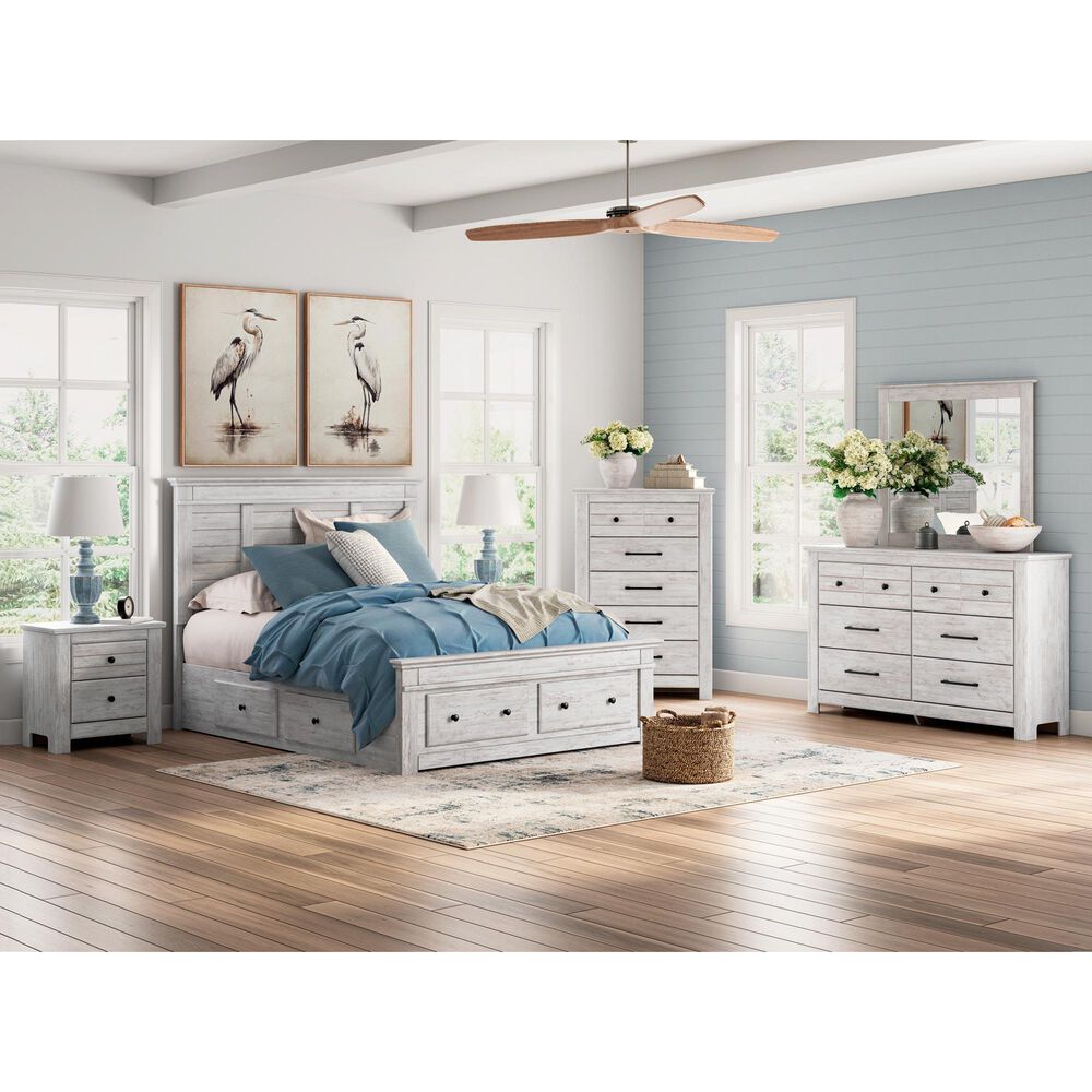 Ashley Makidern 2 Piece Queen Storage Bedroom Set with Six Drawers in Whitewash, , large