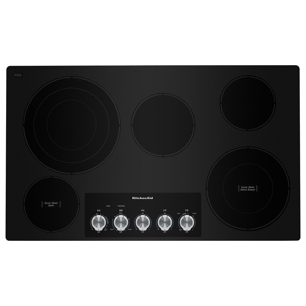 Kitchenaid 2-Piece Kitchen Package with PrintShield Stainless Steel 30&quot; Combination Microwave Wall Oven and 36&quot; Black Electric Cooktop, , large