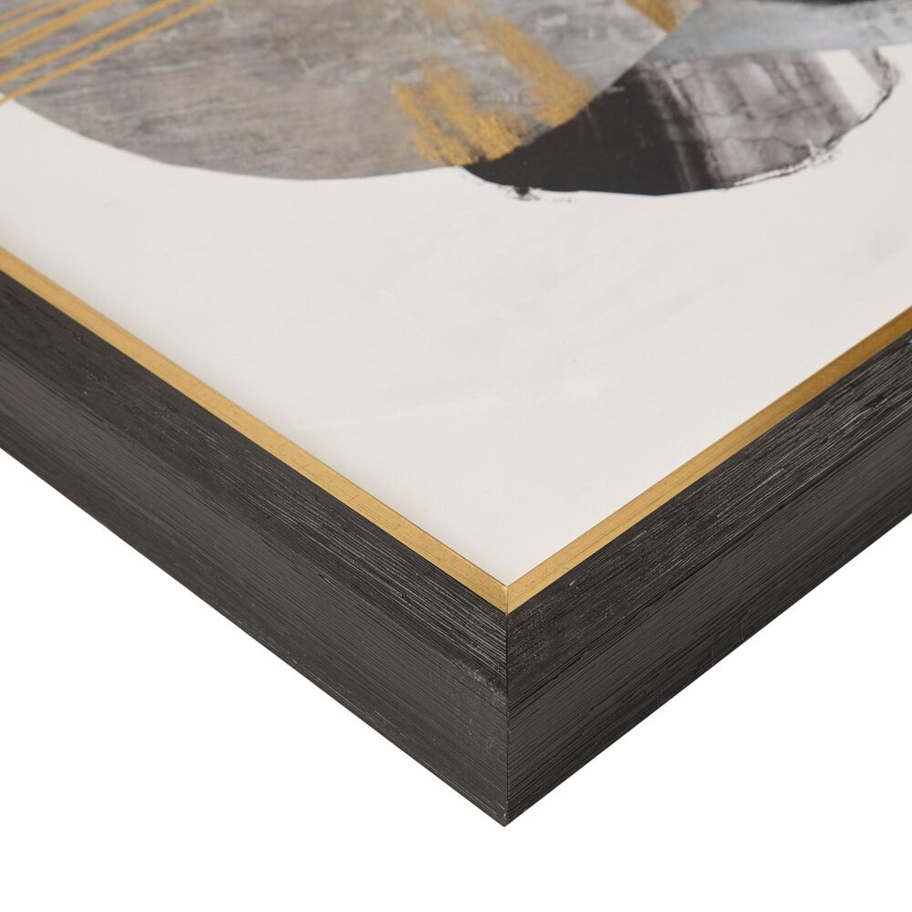 Hampton Park Auric Beam 30&quot; x 30&quot; Abstract Framed Canvas Wall Art in Black, Grey and Gold, , large