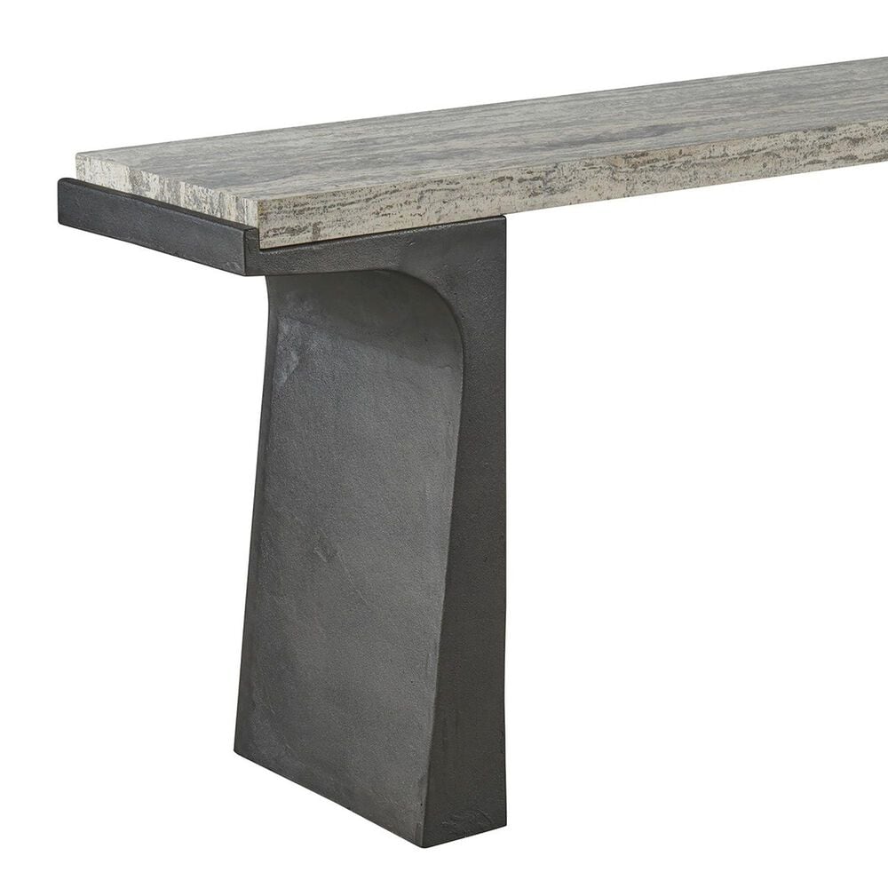 Furniture Worldwide Quill Console Table in White Travertine and Dark Bronze, , large