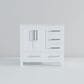Lexora Home Jacques 36" Left Offset Single Bathroom Vanity in White with 2 cm White Carrara Marble Top and Rectangular Sink, , large