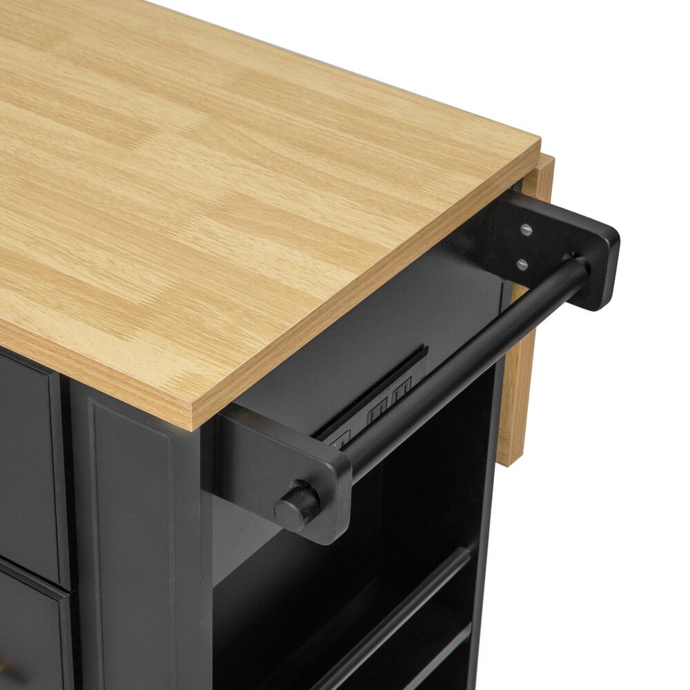 HOMLUX 51" Kitchen Island with Pull Out Trash Can Storage in Black, , large