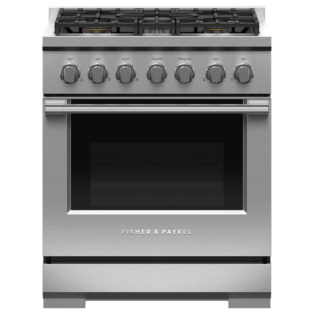 Fisher & Paykel 30" Freestanding Natural Gas Range with 5 Burners in Stainless Steel, , large
