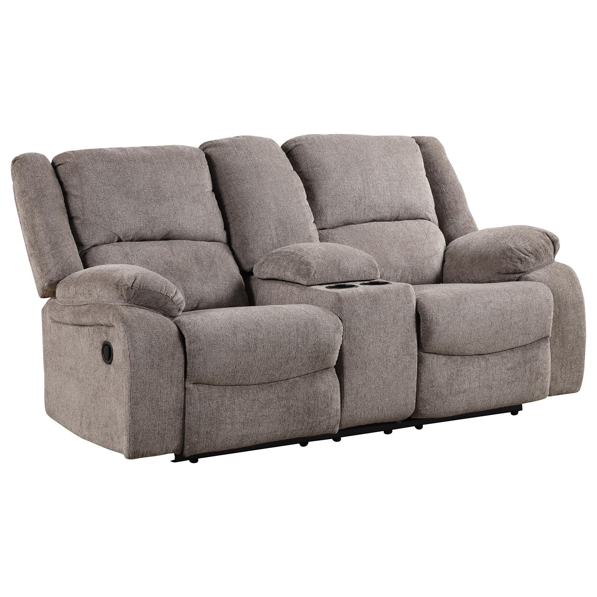 Furniture of America Hawkins Manual Reclining Loveseat in Gray