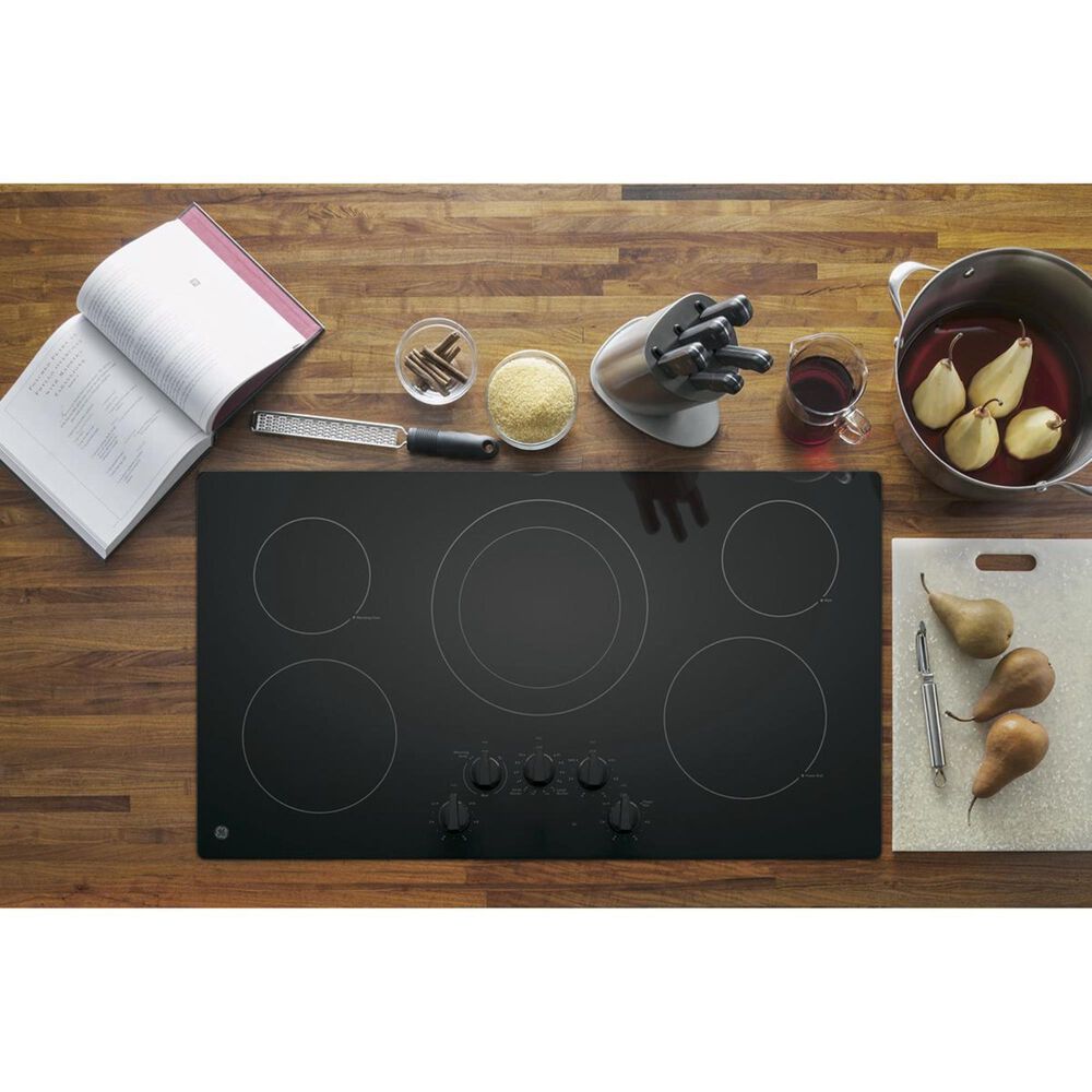 GE Appliances 36&quot; Built-In Knob Control Electric Cooktop in Black, , large